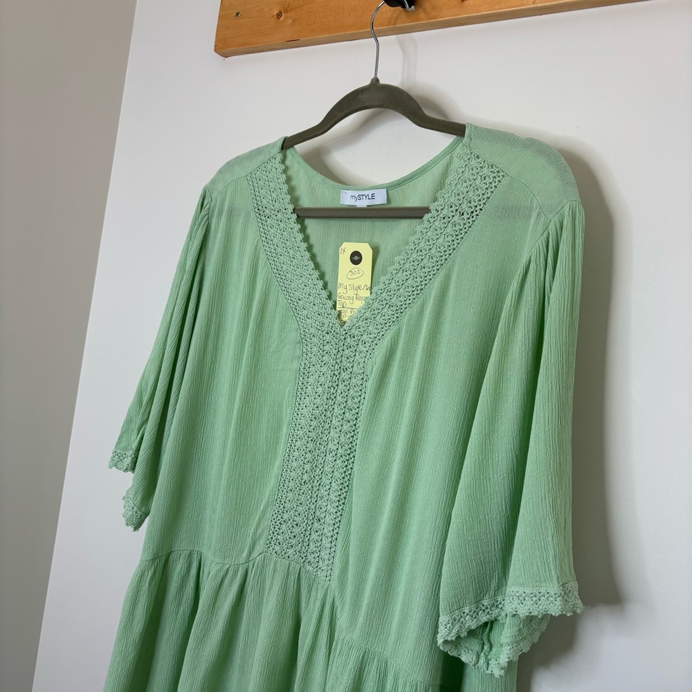 #302 My Style Gauzy Lace Rayon Peasant Blouse